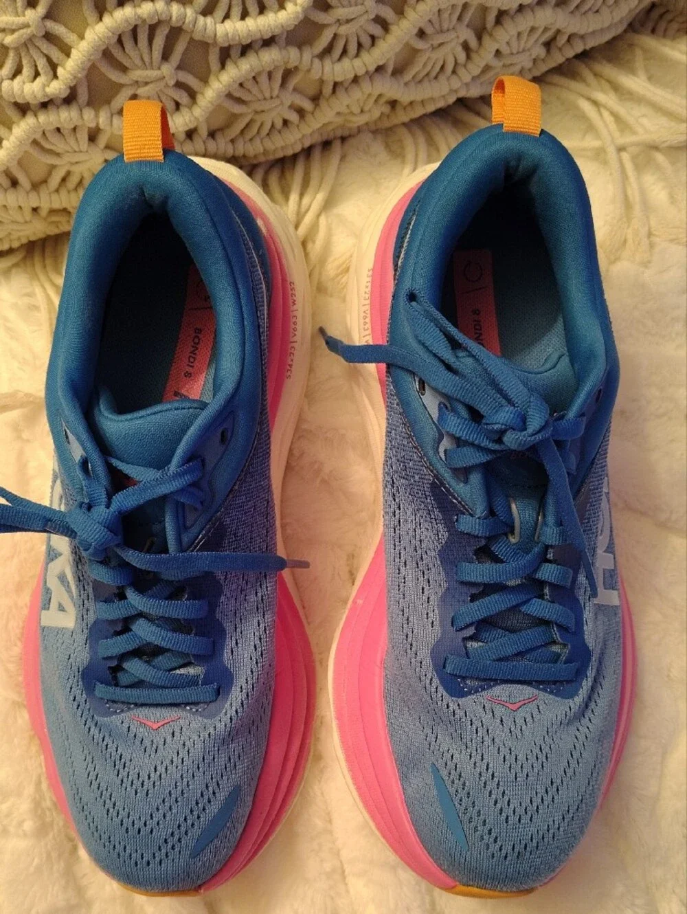 Hoka Women's Blue & Pink Bondi 8 Running Sneakers